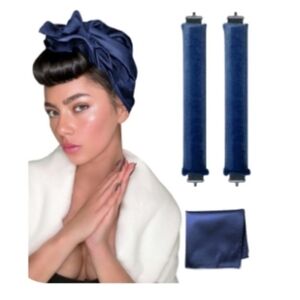 Classic Heatless Curls Overnight Rods Navy Blue Velvet Hair Overnight Rollers